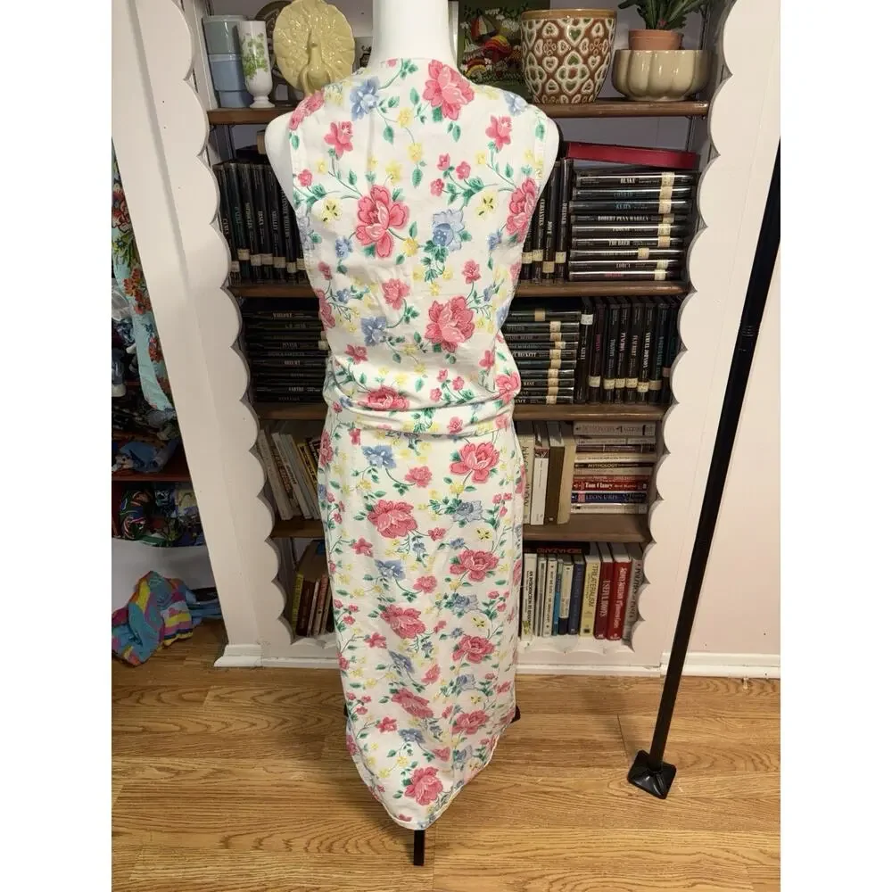 Vintage NWOT Vivaldi Jeanswear Floral Vest Skirt Set USA Made 90s Cottagecore